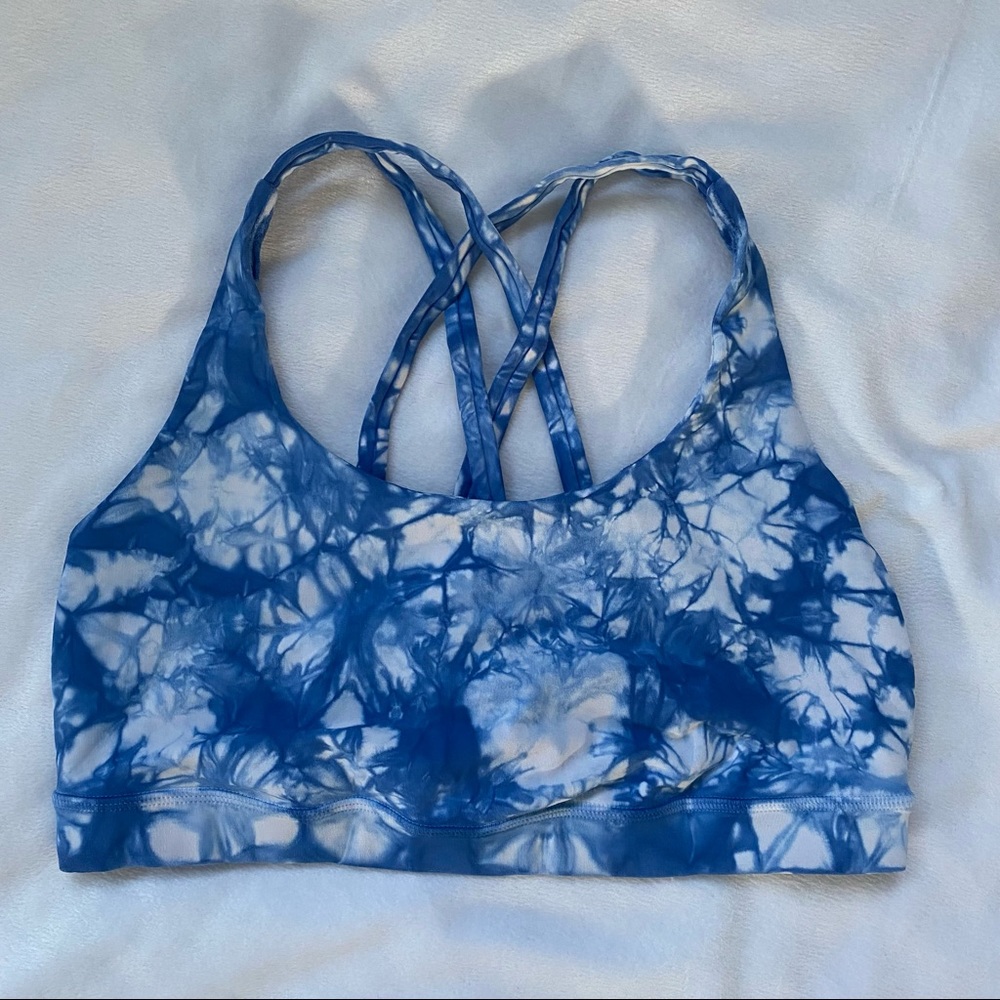 Lululemon Energy Sports Bra Medium Support Shibori Tye Dye Blue B & C Cup - Picture 3 of 12